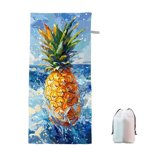 Strandtuch Ananas Mikrofaser Handtuch Strandtuch XXL 90x200cm Meer Saunahandtuch Saugfähig Schnelltrocknend Badehandtuch Groß Sandfrei Strandhandtuch, Weiches Leichtes Reisehandtuch für Urlaub O-4 von Ciooyxee