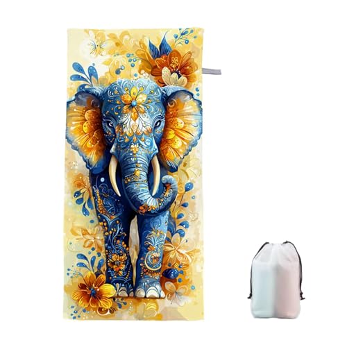 Strandtuch Blume Mikrofaser Handtuch Strandtuch XXL 75x150cm Elefant Saunahandtuch Saugfähig Schnelltrocknend Badehandtuch Groß Sandfrei Strandhandtuch, Leichtes Reisehandtuch für Urlaub Reise A-0 von Ciooyxee