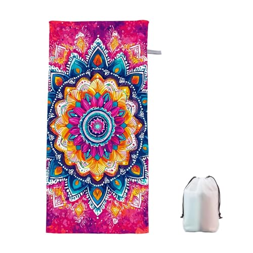 Strandtuch Bunt Mikrofaser Handtuch Strandtuch XXL 90x200cm Mandala Saunahandtuch Saugfähig Schnelltrocknend Badehandtuch Groß Sandfrei Strandhandtuch, Weiches Leichtes Reisehandtuch für Urlaub Q-0 von Ciooyxee