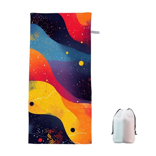 Strandtuch Einfach Mikrofaser Handtuch Strandtuch XXL 100x220cm Abstrakt Saunahandtuch Saugfähig Schnelltrocknend Badehandtuch Groß Sandfrei Strandhandtuch, Leichtes Reisehandtuch für Urlaub Reise I-2 von Ciooyxee
