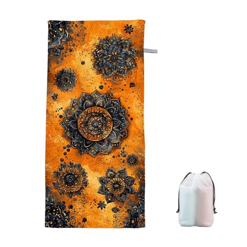 Strandtuch Retro Mikrofaser Handtuch Strandtuch XXL 80x160cm Orange Saunahandtuch Saugfähig Schnelltrocknend Badehandtuch Groß Sandfrei Strandhandtuch, Weiches Leichtes Reisehandtuch für Urlaub U-4 von Ciooyxee