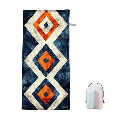 Strandtuch XXL 100x200cm Einfach Microfaser Handtücher Strandhandtuch Groß Badetuch Strand Zubehör Schnelltrocknend Sporthandtuch Sandfrei Strandtuch Mikrofaser Leichtes Saunatuch (Geometrie) P-9 von Ciooyxee