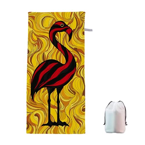 Strandtuch XXL 100x220cm Abstrakt Microfaser Handtücher Strandhandtuch Groß Badetuch Strand Zubehör Schnelltrocknend Sporthandtuch Sandfrei Strandtuch Mikrofaser Leichtes Saunatuch (Flamingo) V-1 von Ciooyxee