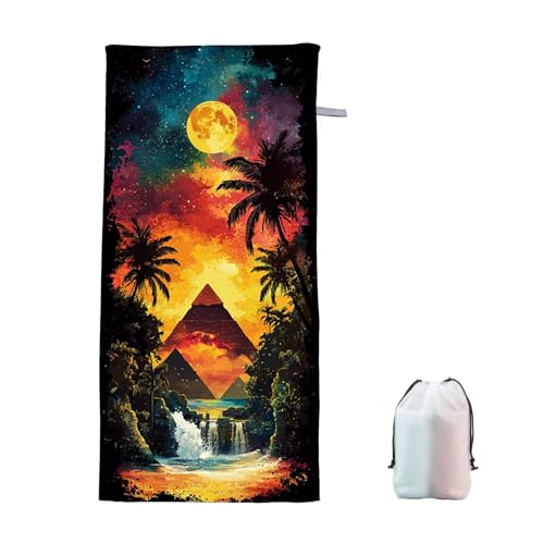 Strandtuch XXL 100x220cm Landschaft Microfaser Handtücher Strandhandtuch Groß Badetuch Strand Zubehör Schnelltrocknend Sporthandtuch Sandfrei Strandtuch Mikrofaser Leichtes Saunatuch (AbendröTe) F-9 von Ciooyxee