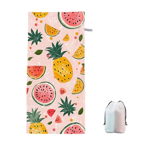 Strandtuch XXL 70x140cm Ananas Microfaser Handtücher Strandhandtuch Groß Badetuch Strand Zubehör Schnelltrocknend Sporthandtuch Sandfrei Strandtuch Mikrofaser Leichtes Saunatuch (Wassermelone) D-1 von Ciooyxee