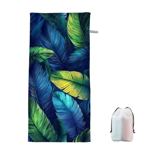Strandtuch XXL 70x140cm Anlage Microfaser Handtücher Strandhandtuch Groß Badetuch Strand Zubehör Schnelltrocknend Sporthandtuch Sandfrei Strandtuch Mikrofaser Saunatuch für Damen Männer (Blatt) Z-9 von Ciooyxee
