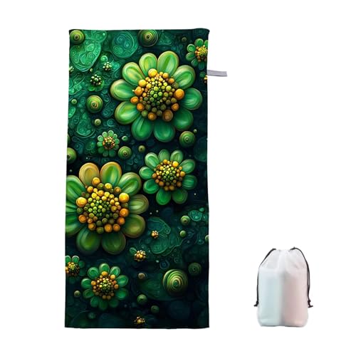 Strandtuch XXL 70x140cm Blume Microfaser Handtücher Strandhandtuch Groß Badetuch Strand Zubehör Schnelltrocknend Sporthandtuch Sandfrei Strandtuch Mikrofaser Saunatuch für Damen Männer (GrüN) D-3 von Ciooyxee