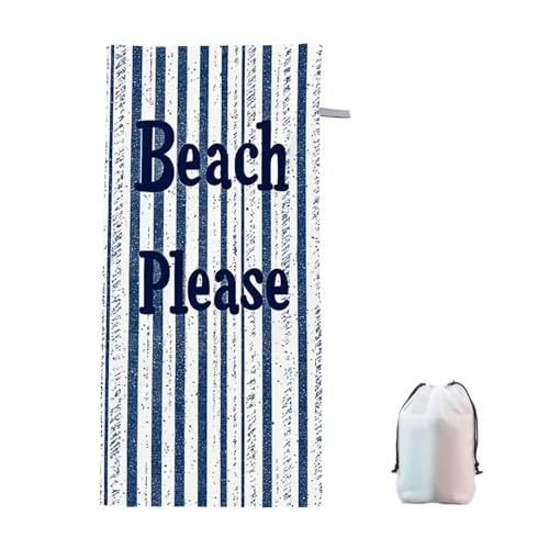 Strandtuch XXL 75x150cm Gestreift Microfaser Handtücher Strandhandtuch Groß Badetuch Strand Zubehör Schnelltrocknend Sporthandtuch Sandfrei Strandtuch Mikrofaser Saunatuch für Damen Männer (Brief) L-5 von Ciooyxee