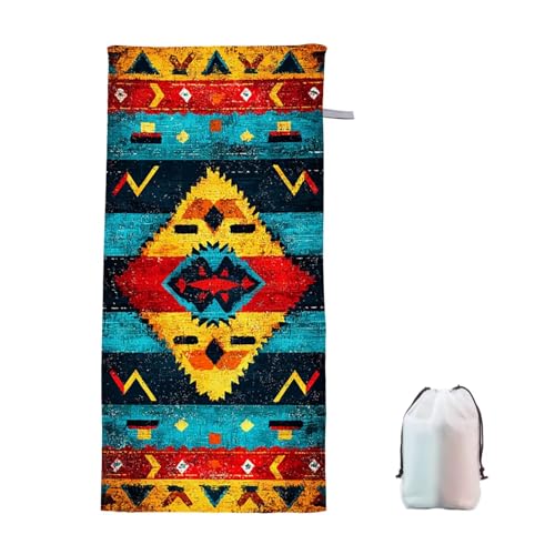 Strandtuch XXL 75x150cm Retro Microfaser Handtücher Strandhandtuch Groß Badetuch Strand Zubehör Schnelltrocknend Sporthandtuch Sandfrei Strandtuch Mikrofaser Saunatuch für Damen Männer (Bunt) B-1 von Ciooyxee