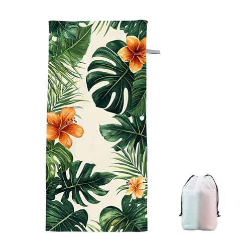 Strandtuch XXL 80x160cm PalmbläTter Microfaser Handtücher Strandhandtuch Groß Badetuch Strand Zubehör Schnelltrocknend Sporthandtuch Sandfrei Strandtuch Mikrofaser Leichtes Saunatuch (Anlage) R-1 von Ciooyxee