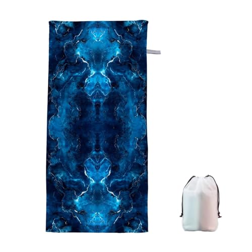 Strandtuch XXL 90x180cm Abstrakt Microfaser Handtücher Strandhandtuch Groß Badetuch Strand Zubehör Schnelltrocknend Sporthandtuch Sandfrei Strandtuch Mikrofaser Saunatuch für Damen Männer (Blau) R-7 von Ciooyxee