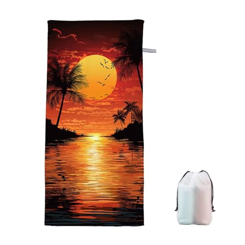 Strandtuch XXL 90x200cm AbendröTe Microfaser Handtücher Strandhandtuch Groß Badetuch Strand Zubehör Schnelltrocknend Sporthandtuch Sandfrei Strandtuch Mikrofaser Leichtes Saunatuch (Orange) F-7 von Ciooyxee