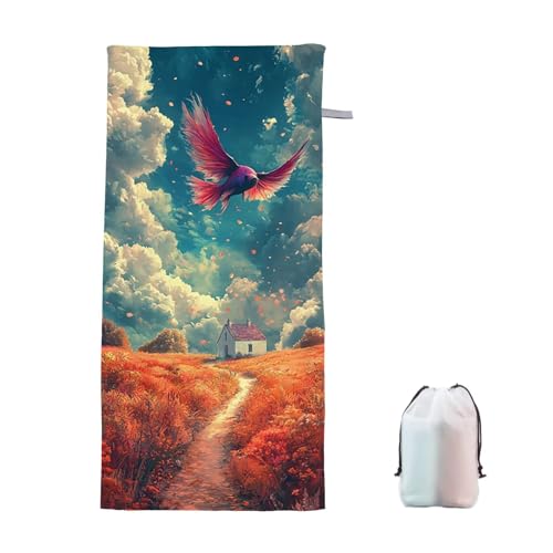 Strandtuch XXL 90x200cm Landschaft Microfaser Handtücher Strandhandtuch Groß Badetuch Strand Zubehör Schnelltrocknend Sporthandtuch Sandfrei Strandtuch Mikrofaser Leichtes Saunatuch (Herbst) Z-9 von Ciooyxee