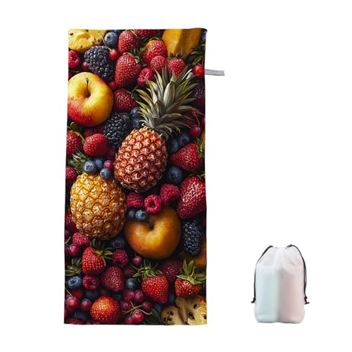 Strandtuch XXL 90x200cm Obst Microfaser Handtücher Strandhandtuch Groß Badetuch Strand Zubehör Schnelltrocknend Sporthandtuch Sandfrei Strandtuch Mikrofaser Saunatuch für Damen Männer (Ananas) B-1 von Ciooyxee