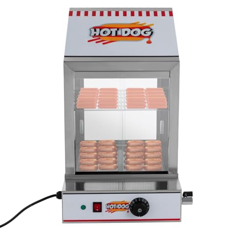 40L Hot Dog Steamer, 86-230°F Einstellbare Temperatur, Würstchenwärmer und Brötchenwärmer für bis 100 Würstchen 20 Brötchen Warmhaltegerät 1200W von Ciounmb
