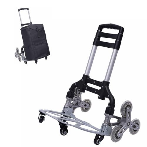 Aluminium Transportkarre klappbar-Dreifach höhenverstellbarer Griff-Abnehmbarer wasserdichter Tasche-inkl. Elastisches Seil, Treppensackkarre klappbar, Treppensteiger mit Hartgummireifen, Sackkarre Aluminium Transportkarre klappbar-Dreifach höhenverstellbarer Griff-Abnehmbarer wasserdichter Tasche-inkl. Elastisches Seil, Treppensackkarre klappbar, Treppensteiger mit Hartgummireifen, Sackkarre von Ciounmb