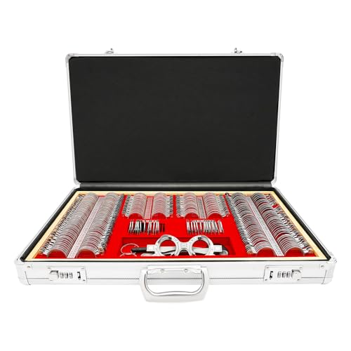 Augenprüfung Probierbrille Set mit 266 Glaslinsen und Metallfassung inklusive Prismen Zylinder Zubehör für Optometrie Sehtest Diagnose zu Hause und in Kliniken Augenprüfung Probierbrille Set mit 266 Glaslinsen und Metallfassung inklusive Prismen Zylinder Zubehör für Optometrie Sehtest Diagnose zu Hause und in Kliniken von Ciounmb