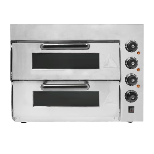 Doppel Kammer Pizzaofen, mit Timer (1-60 Minuten), 3000W, Unabhängige Temperaturregelung, Pizzabackofen Temperatur 50-350℃/122-662°F, kann er eine 14-Zoll-Pizza backen, Brot, Kuchen, Pasteten usw von Ciounmb