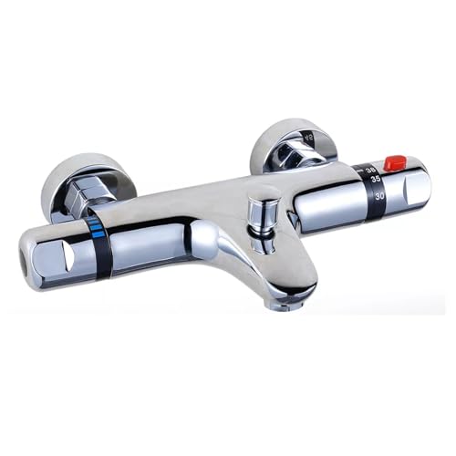 Duscharmatur mit Thermostat: Chrom Mischbatterie Dusche Armatur aus Messing, Wannenthermostat mit Sicherheitssperre Duscharmatur mit Thermostat: Chrom Mischbatterie Dusche Armatur aus Messing, Wannenthermostat mit Sicherheitssperre von Ciounmb