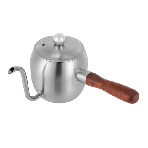 Edelstahl Kaffeekessel, 500ml Mini Schwanenhals Übergießen Wasserkocher, Tragbarer Dünner Mund Herd Kaffeekanne, Stainless Steel Gooseneck Kettle für Drip Coffee (Silber) von Ciounmb
