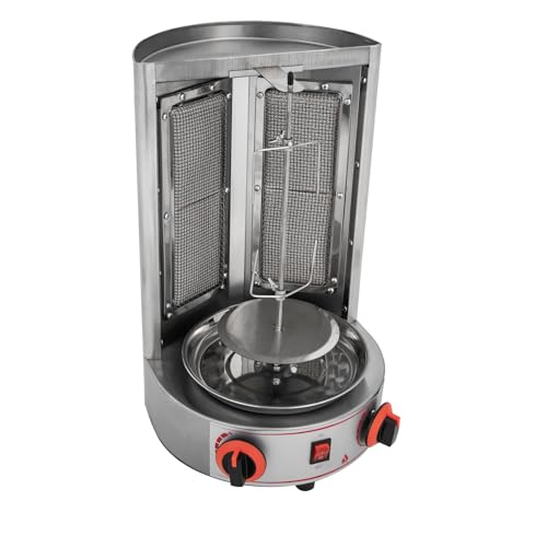 Edelstahlgrill Gasgrill Tischgrill BBQ Grill Drehspieß Vertikalgrill Kebab Grillgerät mit 24 cm Spießhöhe für Fleisch Zubereitung im Innenbereich und Gartenpartys von Ciounmb