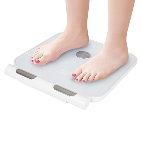 Intelligente Elektronische Waage, Körperfettwaage mit 8 Elektroden und Handgriff, Digitale Personenwaage, Intelligentes Messgerät für Fitness und Familie bis 180 kg von Ciounmb