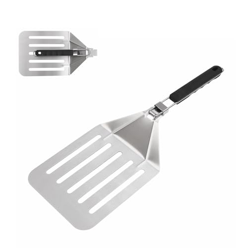Pizzaschieber - 55*20cm - Faltbarer Griff - Perforierte Edelstahl Pizzaschaufel zum einfachen Einschieben des Pizzateigs - Perfekt als Backofenzubehör, Pizzastein, Pizzaschäler für Hobby Pizzabäcker von Ciounmb