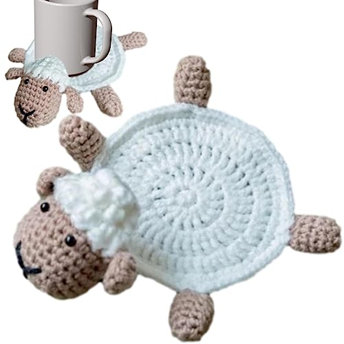 Cipliko Gestrickte Tassenuntersetzer - Home Niedliche isolierte Schildkröten-Tischsets | Tischsets mit Schafmotiv für kalte und heiße Getränke zum Schutz des Tisches, weiche Untersetzer für Zuhause von Cipliko