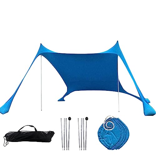 Strandzelt Sonnenschutz Sonnensegel UPF 50+ UV-Schutz, Strandmuschel Pop-Up Sonnensegel, Lycra Strandzelt, Sonnensegel Strand Strandmuschel Tragbarer Strandzelt mit 4 Sandsäcken für 4-8 Personen von Cipliko