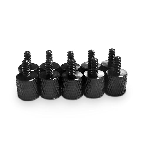 10 x Black Anodized Alumium Computer Case Thumbscrews (6-32 Thread) for Cover / Power Supply / PCI Slots / Hard Drives von Intotal