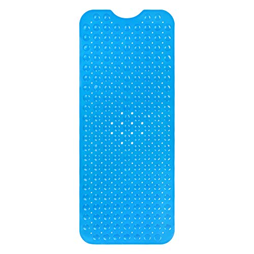 Circul Badewannenmatte 100 x 41 cm blau modern eckig mit Noppen und Abflussausparung von Circul