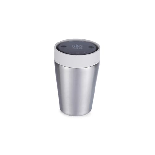 Circular & Co Thermo-Reisebecher aus Edelstahl, 227 ml, isolierter, wiederverwendbarer Kaffeebecher, 100% auslaufsicher und abschließbar, 6 Stunden heiß/kalt, Druckverschluss, einhändig zu öffnen, von Circular and Co