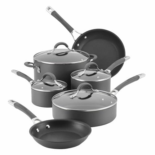 Circulon 83903 Strahlend Harteloxiertes Antihaft-Kochgeschirr-Set, Töpfe und Pfannen, Aluminium, grau von Circulon