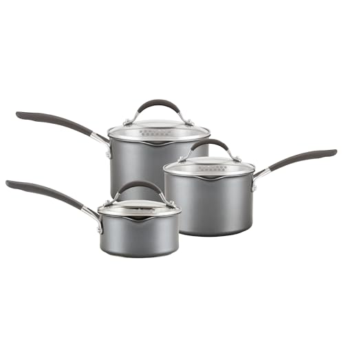 Circulon Scratch Defense Saucentopf-Set - Induktions-Saucenpfannen-Set mit Antihaftbeschichtung und Deckeln, 14 cm, 16 cm & 18 cm, spülmaschinen- und backofenfestes Kochgeschirr, Grau Circulon Scratch Defense Saucentopf-Set - Induktions-Saucenpfannen-Set mit Antihaftbeschichtung und Deckeln, 14 cm, 16 cm & 18 cm, spülmaschinen- und backofenfestes Kochgeschirr, Grau von Circulon
