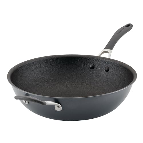 Circulon Scratch Defense Wok Non Stick 34cm - Induktions-Wok mit Deckel und extrem haltbarer Antihaftbeschichtung, spülmaschinen- und backofenfestem Kochgeschirr, Grau von Circulon