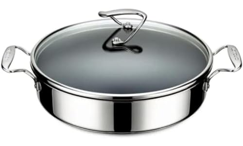 Circulon SteelShield Antihaft-Sautepfanne mit Deckel, induktionsgeeignet, spülmaschinenfest, kratzfest, antihaftbeschichtet, Edelstahl-Sauteuse, 30 cm / 4,7 l von Circulon