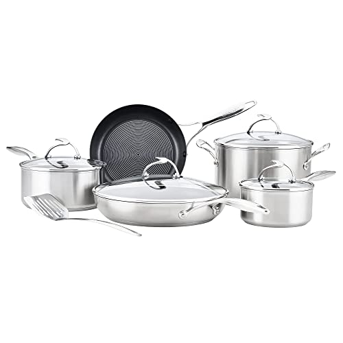 Circulon SteelShield Edelstahl Topfset Induktion 5-Teilig mit Bratpfanne, Sauteuse & Bonus Pfannenwender - Töpfe Set - Edelstahl - Spülmaschinenfest - Stay-Cool-Griffe und Glasdeckel von Circulon