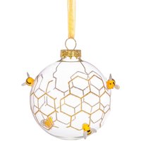 3D Bienen Und Wabe Design Glas Christbaumkugel - Festliche Winter Öko Insekten Garten Natur Tiere Honig Geschenk Familie Freunde von CirencesterChristmas
