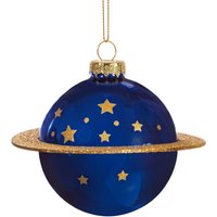 Planeten Form Blau Und Gold Glas Weihnachtsbaum Bauble - Festlicher Winter Weltraum Nasa Astronaut Saturn Sonnensystem Aliens Spacex Geschenk von CirencesterChristmas