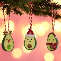 Festliche Avocado Weihnachtsbaum Dekorationen | 3Er-Set - Festive Winter Food Foodie Chefkoch Green Sparkle Glitter Gesundes Essen Geschenk von CirencesterChristmas