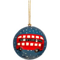 Festliche London Bus Papier-Maché Weihnachtsbaumkugel Dekoration - Verzierung Roter Schnee England Traditionelles Vintages Buntes Geschenk von CirencesterChristmas
