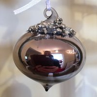 Glänzend Eisen Messing Glas Weihnachtsbaum Dekoration Mit Perlen | 6cm - Sultan Form Festlicher Winter Minimal Edel Urban Modern Glitz Glam von CirencesterChristmas