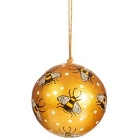 Gold Biene Tupfen Papiermaché Weihnachtsbaumkugel Dekoration - Festliche Verzierung Schimmerndes Glitzerndes Insekt Nettes Öko-Geschenk von CirencesterChristmas