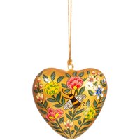 Gold Kashmiri Floral Biene Herzform Pappmaché Weihnachtsbaum Dekoration - Festliche Spielerei Ornament Opulent Bunt Hübsch Insekt Geschenk von CirencesterChristmas