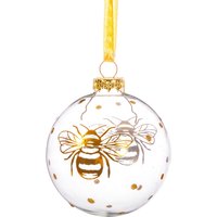 Goldene Bienen Und Polka Dots Glas Weihnachtsbaumkugel - Festliche Winter Eco Insekten Garten Natur Tiere Honig Geschenk Familie Freunde von CirencesterChristmas