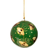 Grün & Gold Bee Polka Dot Papier-Mâché Christbaumkugel Dekoration - Festliches Ornament Schimmerndes Glitzerndes Insekt Eco Geschenk von CirencesterChristmas