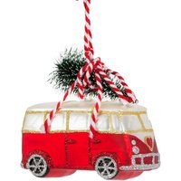 Rot Weißer Camper Van Mit Weihnachtsbaum Auf Dach Hängende Kugel - Winter Wonderland Festliche Jahreszeit Fun Reise Surfer Transport Strand Geschenk von CirencesterChristmas