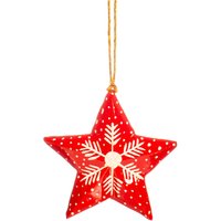 Roter Schneeflocken Sternförmiger Papier-Mâché Weihnachtsbaumschmuck - Festlicher Ornament Traditionell Bunt Hübsch Nordisch Rustikal Winter Geschenk von CirencesterChristmas