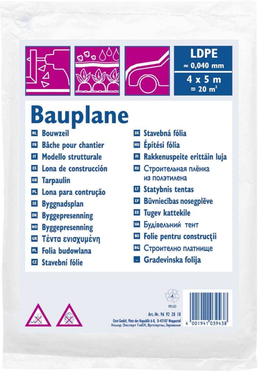 Color Expert Bauplane LDPE 40 my 4 x 5 m 20 m², transluzent Color Expert Bauplane LDPE 40 my 4 x 5 m 20 m², transluzent von Color Expert