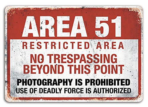 Area 51 Metall-Wandschild "Alien, Warnung" von Cirrus